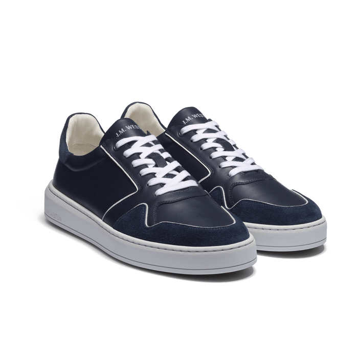 J.m. Weston Basket On Time Oxford En Cuir Veau Sport Marine Et Cuir Veau Velours Marine