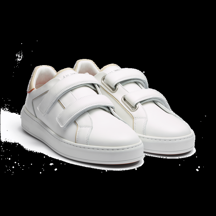 J.m. Weston Basket On Time Roland-Garros En Cuir Lisse Blanc