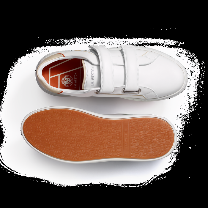 J.m. Weston Basket On Time Roland-Garros En Cuir Lisse Blanc