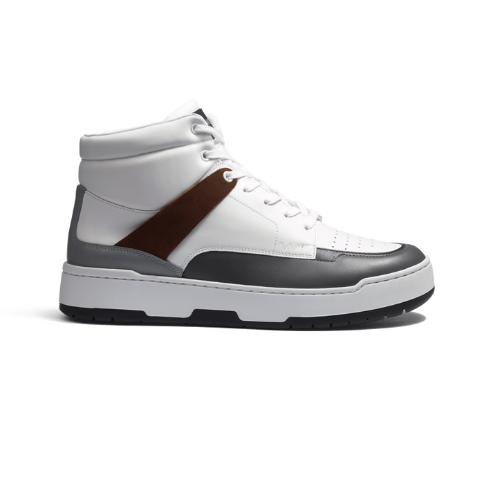 j.m. weston Basket On Top en cuir veau sport blanc marine gris foncé gris clair et cuir veau velours cigare