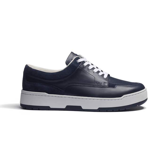 j.m. weston Basket On Top en cuir veau sport bleu marine et cuir veau velours bleu marine