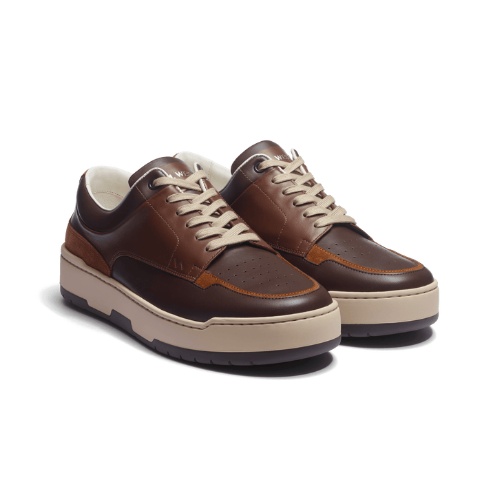 J.m. Weston Basket On Top En Cuir Veau Sport Marron Foncé Et Chocolat Cuir Veau Velours Yucca