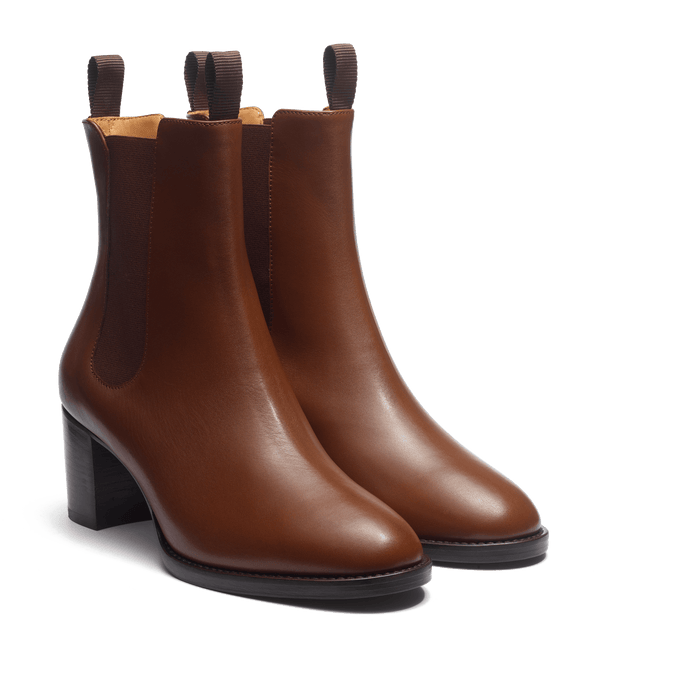 J.m. Weston Bottine Cambre à Talon En Cuir Lisse Marron Bergeronnette