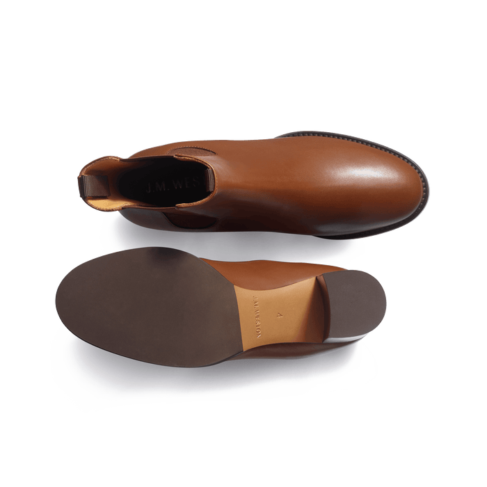 J.m. Weston Bottine Cambre à Talon En Cuir Lisse Marron Bergeronnette