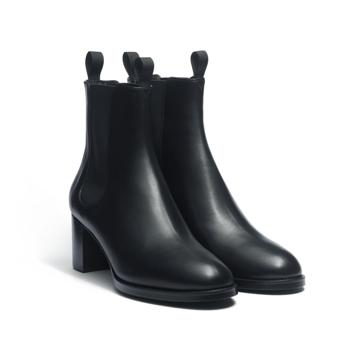 J.m. Weston Bottine Cambre à Talon En Cuir Lisse Noir