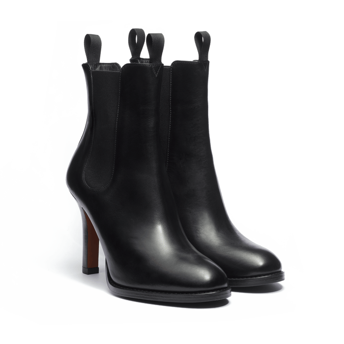 J.m. Weston Bottine Cambre Femme Avec élastique En Cuir Lisse Noir