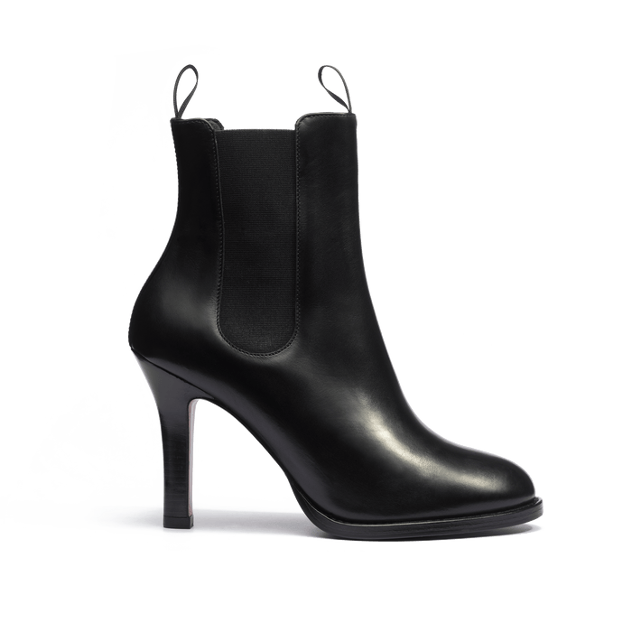 j.m. weston Bottine Cambre femme avec élastique en cuir lisse noir