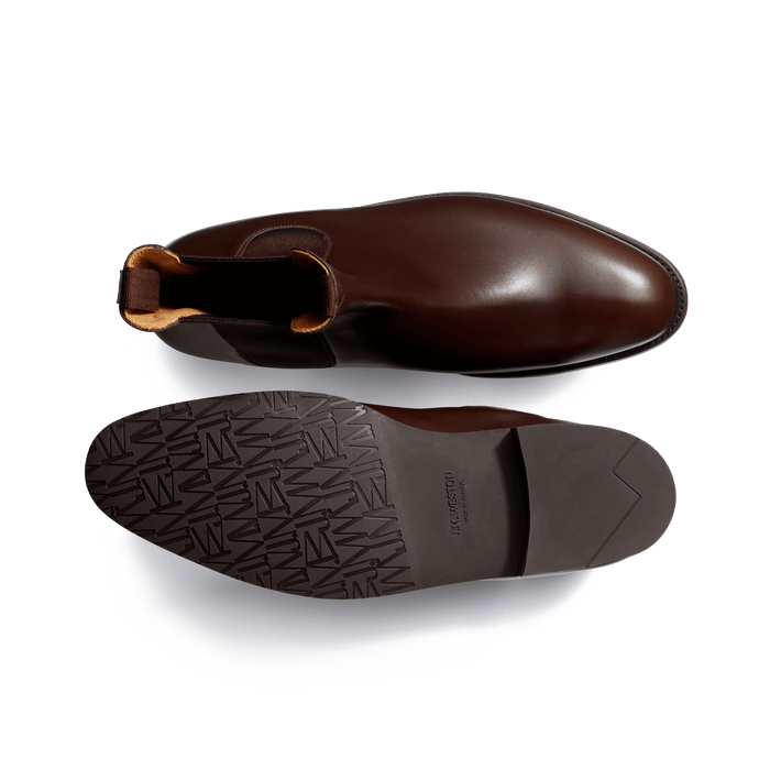 J.m. Weston Bottine Cambre Homme Semelle Gomme En Cuir Lisse Marron Melèze