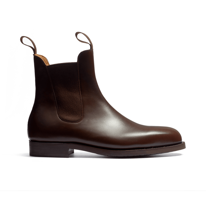 j.m. weston Bottine Cambre homme semelle gomme en cuir lisse marron melèze