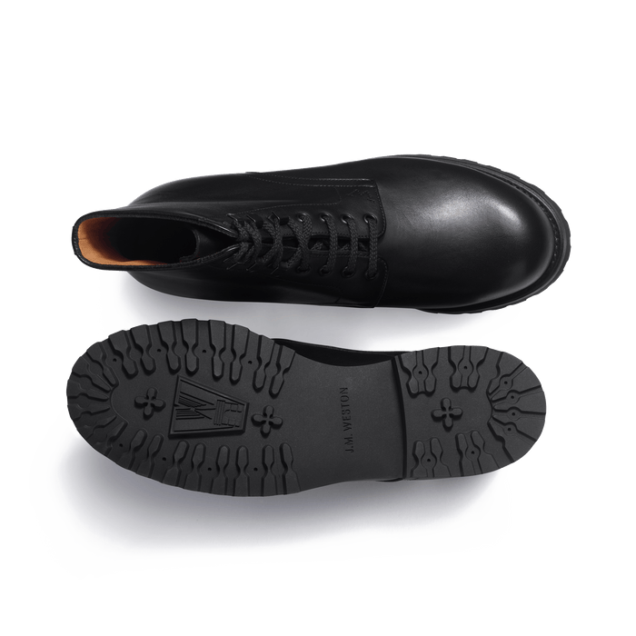 J.m. Weston Bottine Worker Femme En Cuir Veau Lisse Noir