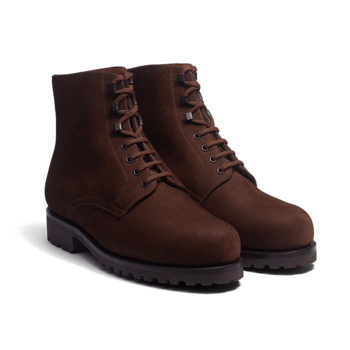 J.m. Weston Bottine Worker Homme En Nubuck Marron Foncé