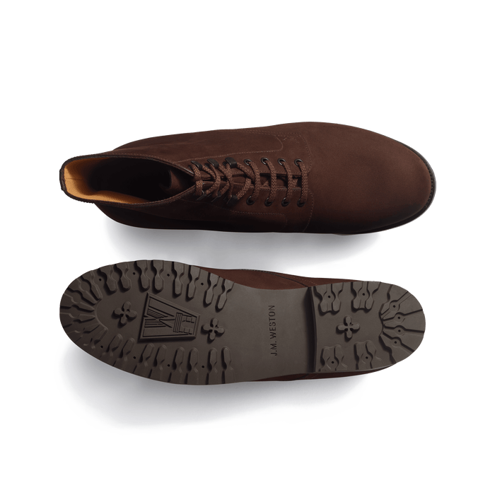 J.m. Weston Bottine Worker Homme En Nubuck Marron Foncé