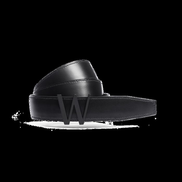 J.m. Weston Ceinture Courcelles Cuir Veau Velours Bleu Marine Essentiel & Cuir Veau Liégé Noir