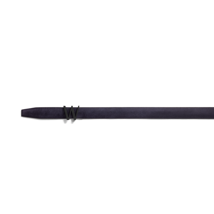 J.m. Weston Ceinture Courcelles Cuir Veau Velours Bleu Marine Essentiel & Cuir Veau Liégé Noir