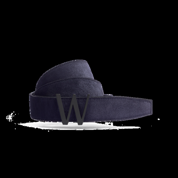 j.m. weston Ceinture Courcelles Cuir veau velours bleu marine essentiel & cuir veau liégé noir