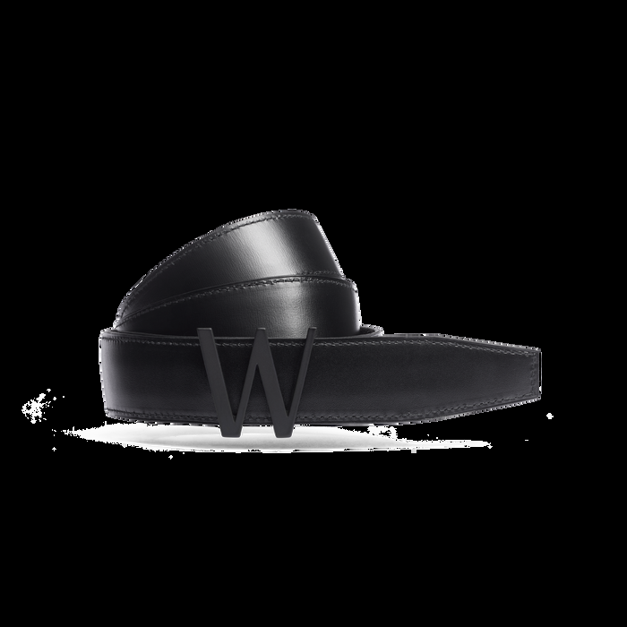 J.m. Weston Ceinture Courcelles Cuir Veau Velours Noir & Cuir Veau Liégé Noir