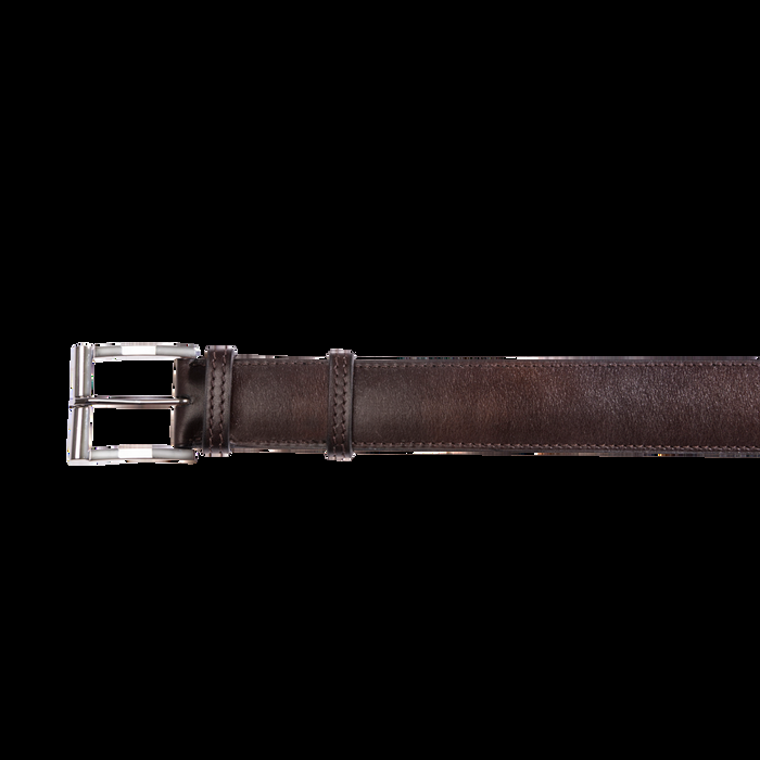 J.m. Weston Ceinture Demi-Jonc Cuir Veau Finition Patinée Marron Mélèze