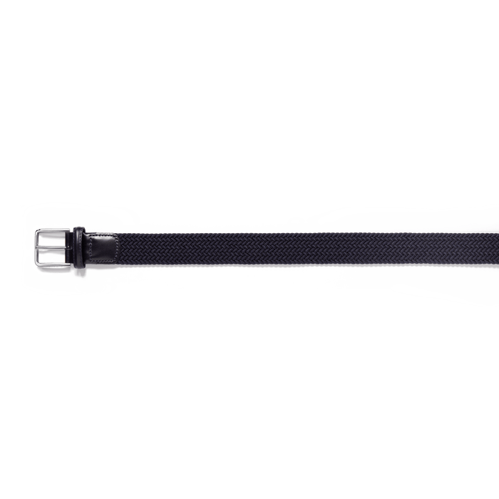 J.m. Weston Ceinture Élastique En Tresse Bleu Marine Et Cuir Veau Lisse Bleu Marine