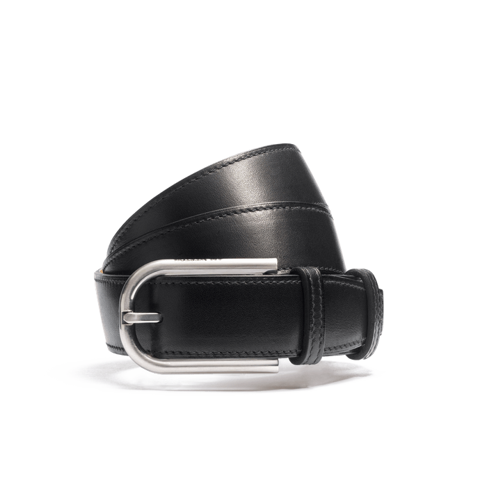 j.m. weston Ceinture Golf Cuir veau lisse noir & doublure veau gold