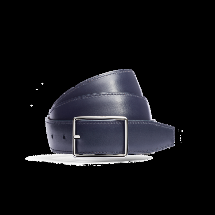 J.m. Weston Ceinture Iéna Cuir Veau Box Burgundy & Cuir Veau Box Marine Essentiel