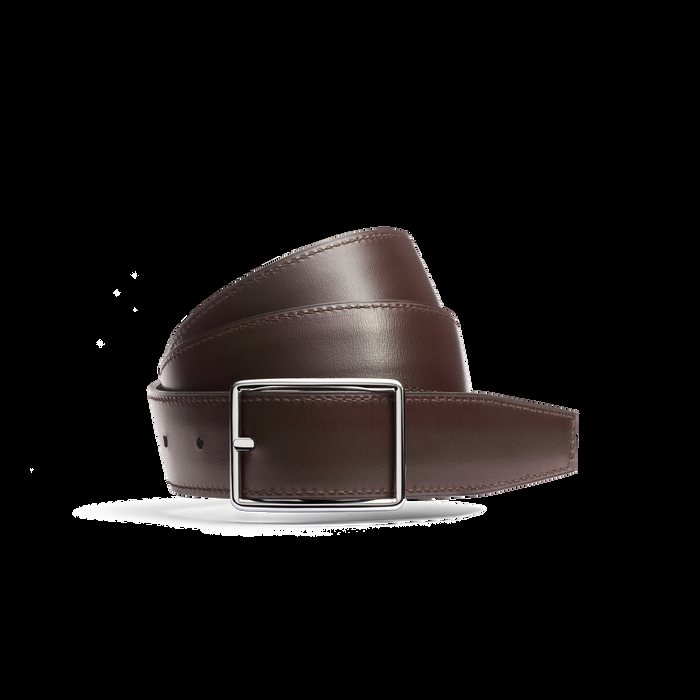 J.m. Weston Ceinture Iéna Cuir Veau Box Noir & Cuir Veau Box Marron Mélèze