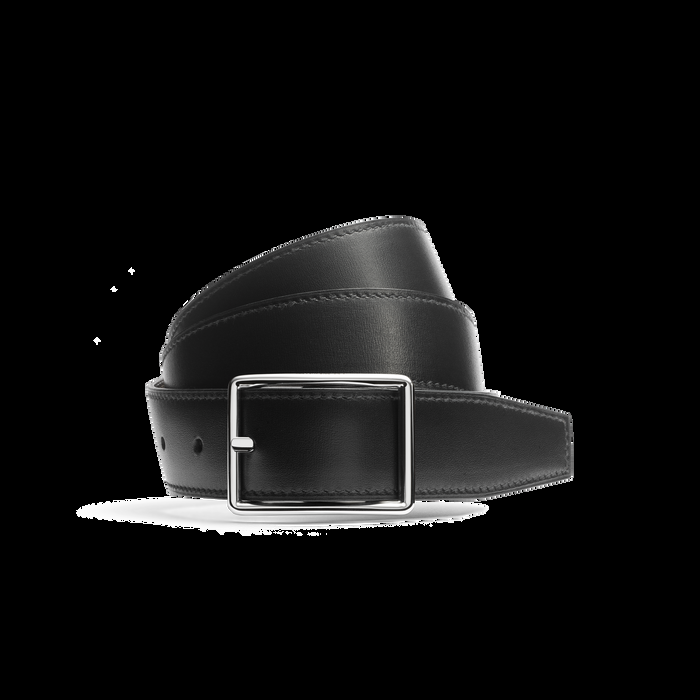 j.m. weston Ceinture Iéna Cuir veau box noir & cuir veau box marron mélèze