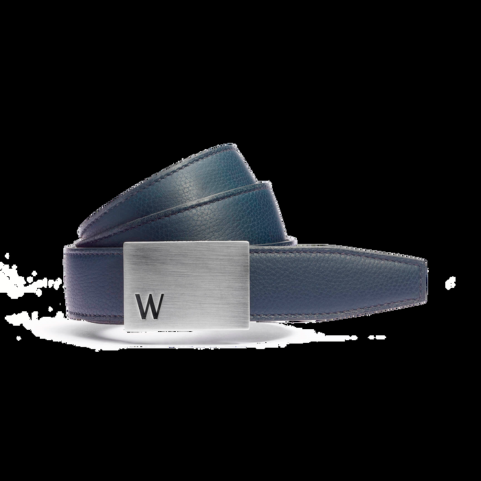 j.m. weston Ceinture Marais Cuir taurillon bleu jeans & cuir veau liégé noir