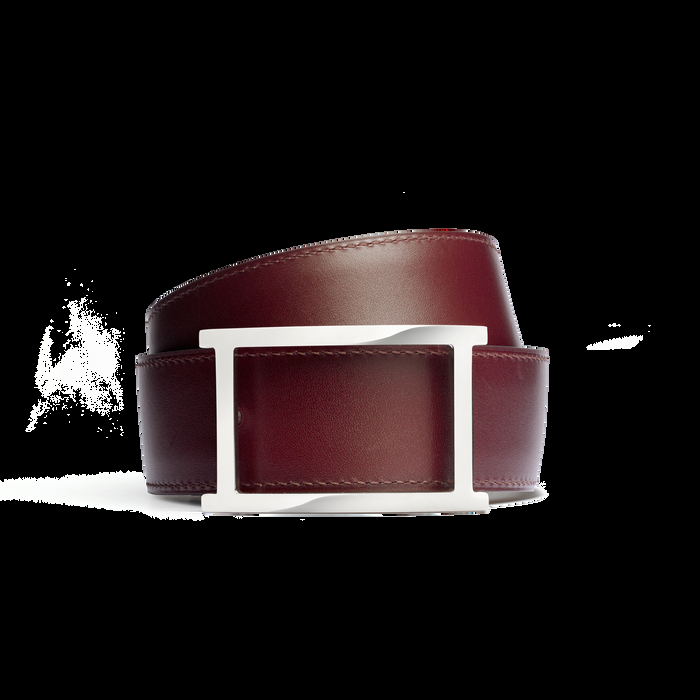 j.m. weston Ceinture Vice-Versa Cuir veau box burgundy & cuir veau box bleu marine essentiel