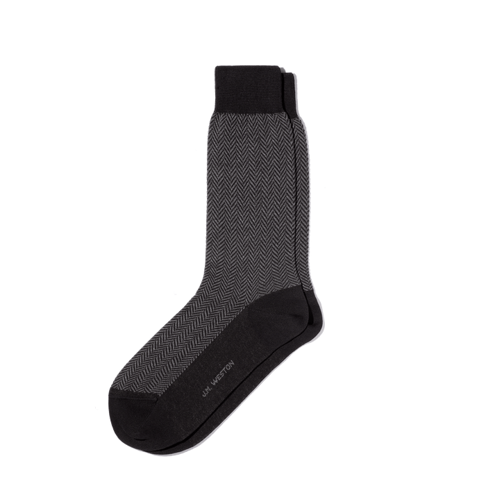 j.m. weston Chaussettes Chevrons Courtes en coton gris et noir