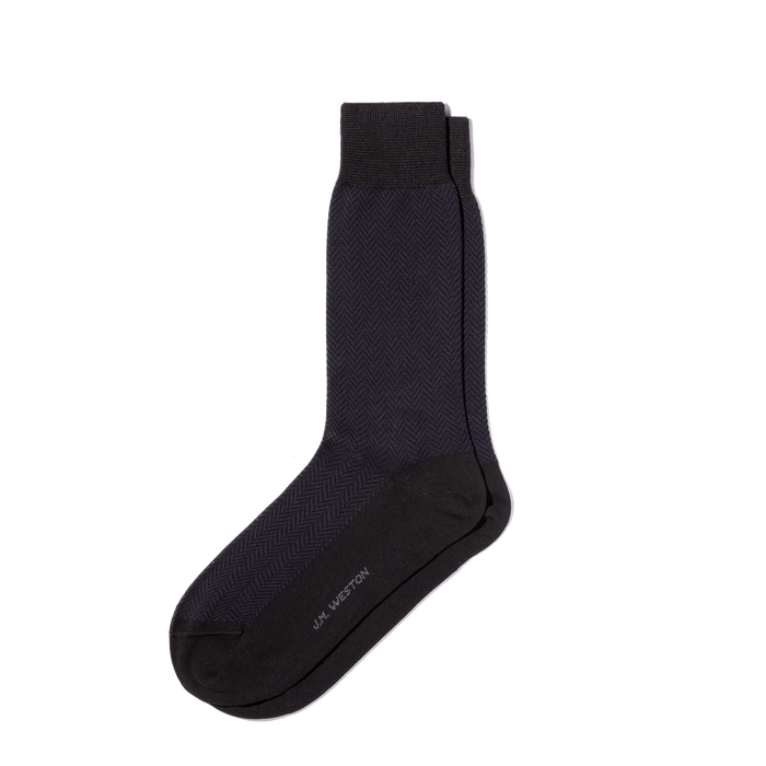 j.m. weston Chaussettes Chevrons Courtes en coton marine et noir