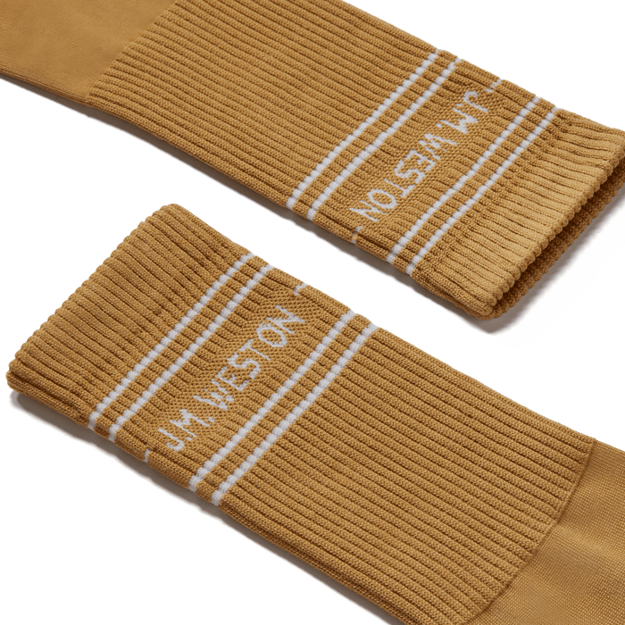 J.m. Weston Chaussettes Sport Courtes à Bandes En Polyamide Beige Détails Blanc