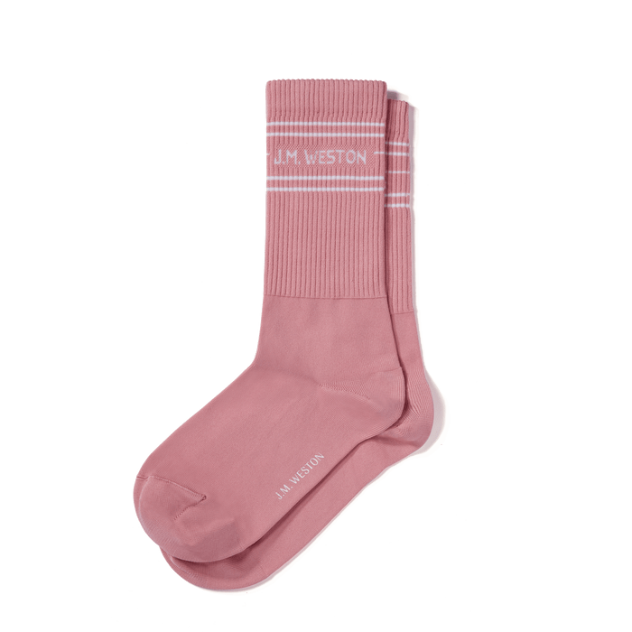 j.m. weston Chaussettes Sport courtes à bandes en Polyamide rose fané avec détails blanc