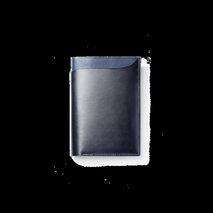 j.m. weston Couverture passeport Cuir veau lisse noir & cuir veau box bleu marine