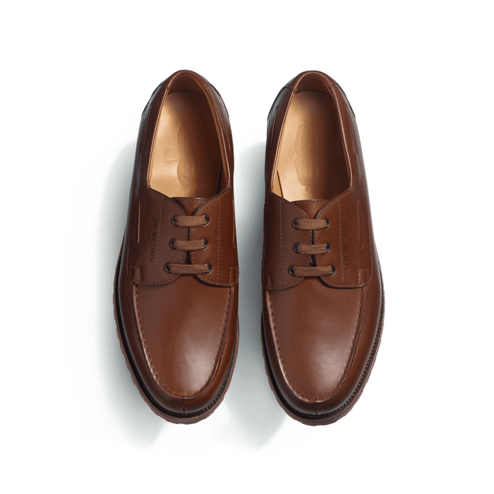 J.m. Weston Derby Bateau Homme En Cuir Lisse Marron Chêne