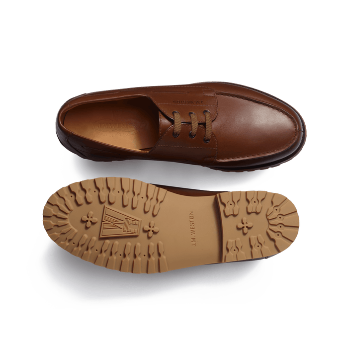 J.m. Weston Derby Bateau Homme En Cuir Lisse Marron Chêne