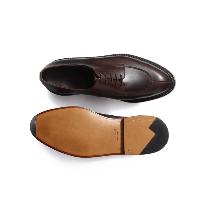 J.m. Weston Derby Demi-chasse Homme En Cuir Lisse Marron Patiné