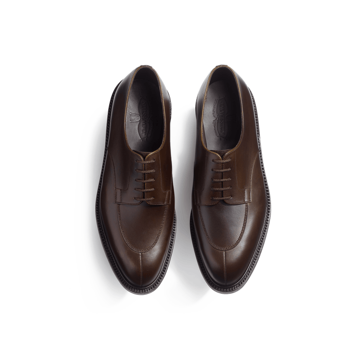 J.m. Weston Derby Demi-chasse Homme En Cuir Lisse Marron Patiné