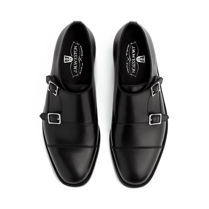 J.m. Weston Derby Double Boucle Femme En Cuir Lisse Noir