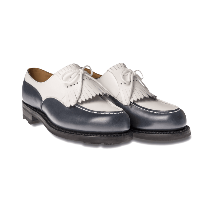 J.m. Weston Derby Golf Femme En Cuir Lisse Blanc Bleu