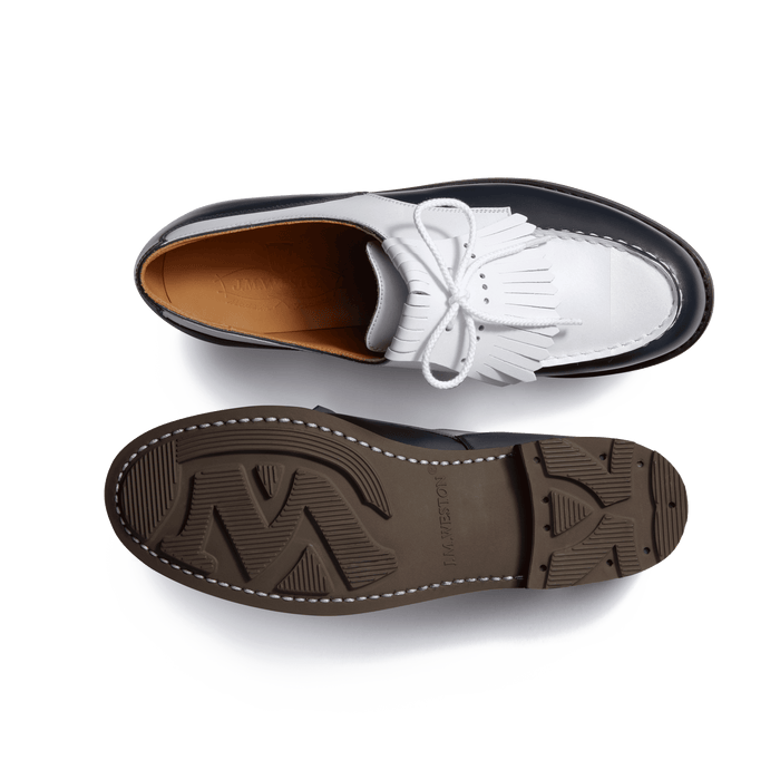 J.m. Weston Derby Golf Femme En Cuir Lisse Blanc Bleu