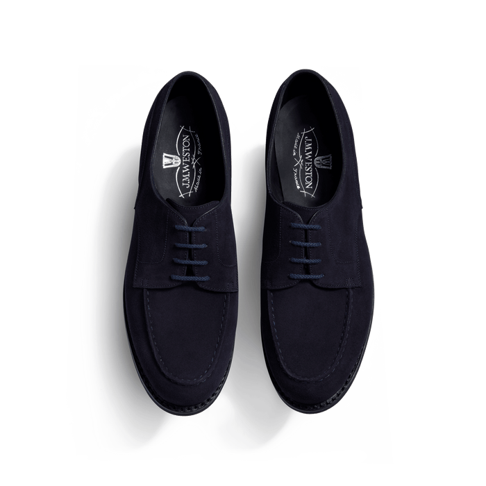 J.m. Weston Derby Golf Femme En Cuir Veau Velours Bleu Essentiel