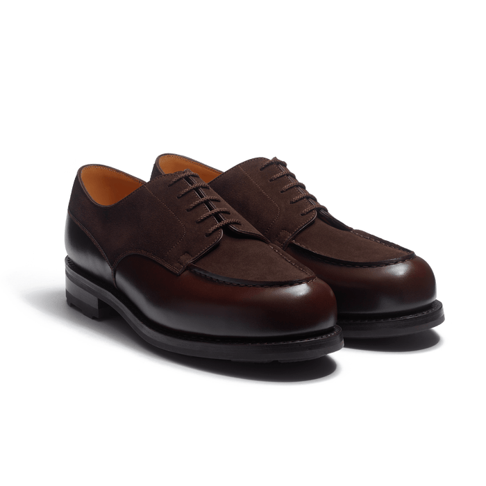 J.m. Weston Derby Golf Homme En Cuir Veau Box Mélèze & Cuir Veau Marron Foncé