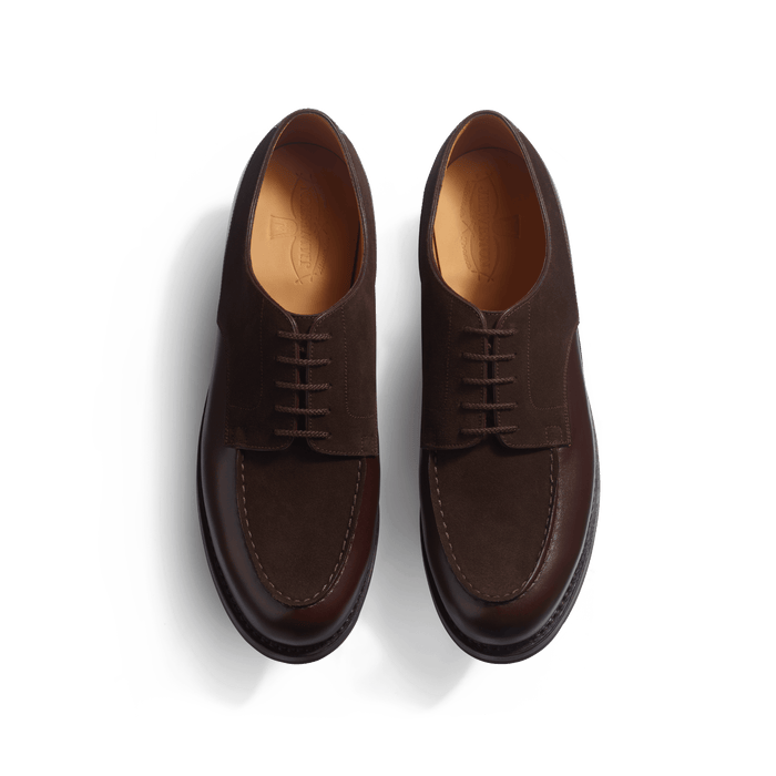 J.m. Weston Derby Golf Homme En Cuir Veau Box Mélèze & Cuir Veau Marron Foncé