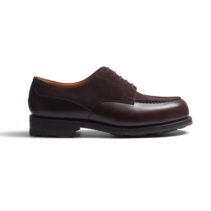 j.m. weston Derby Golf homme en cuir veau box mélèze & cuir veau marron foncé