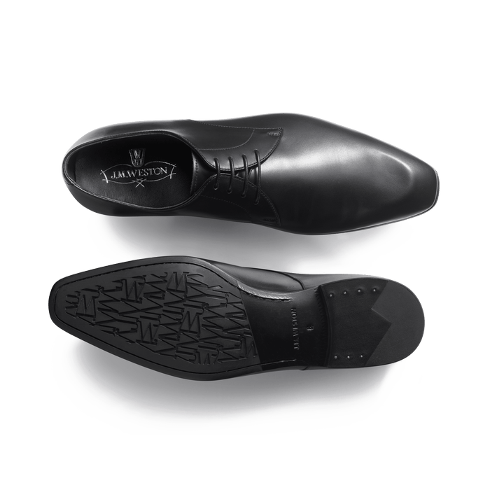 J.m. Weston Derby Monaco Patin Gomme Homme En Cuir Lisse Noir