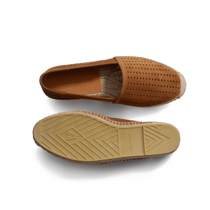 J.m. Weston Espadrille Wait And Sea Femme En Cuir Veau Velours Perforé Beachnut