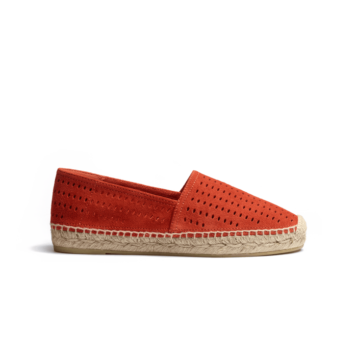j.m. weston Espadrille Wait and Sea femme en cuir veau velours perforé orange