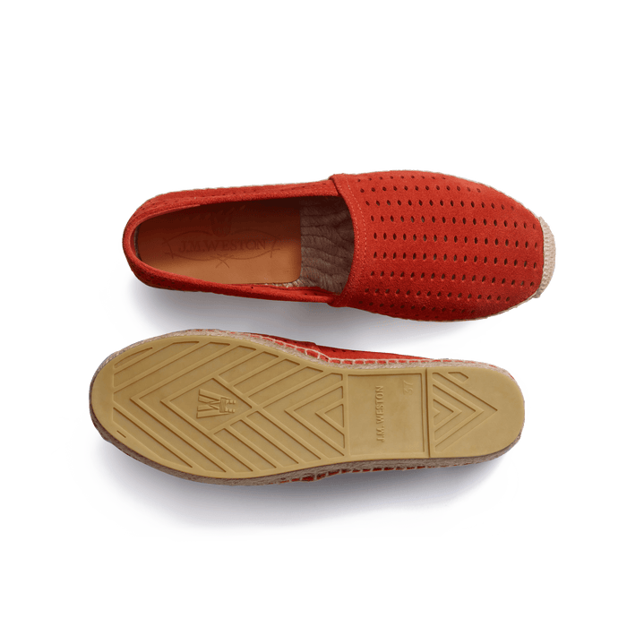 J.m. Weston Espadrille Wait And Sea Femme En Cuir Veau Velours Perforé Orange