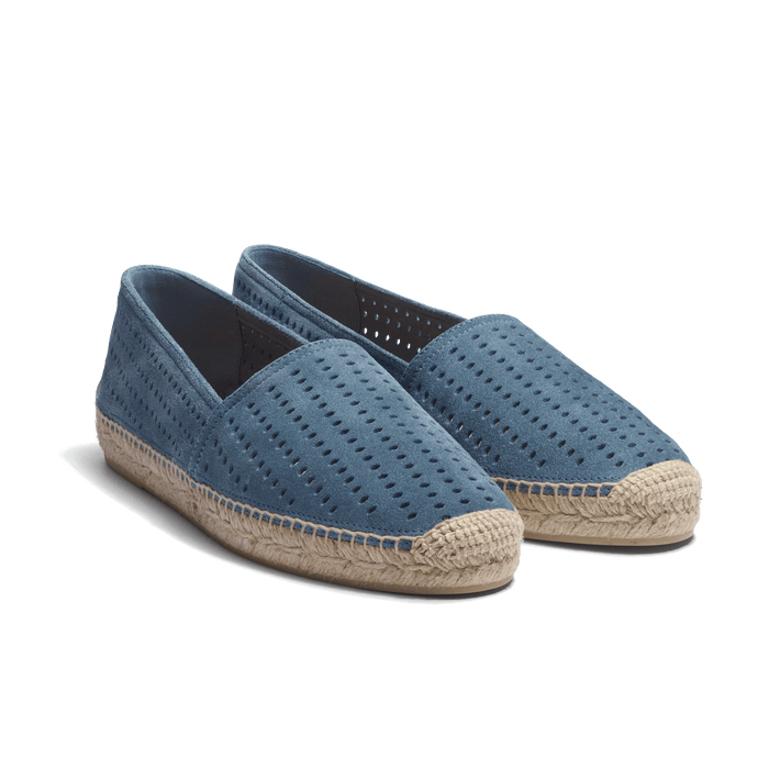 J.m. Weston Espadrille Wait And Sea Homme En Cuir Veau Velours Perforé Bleu Ciel