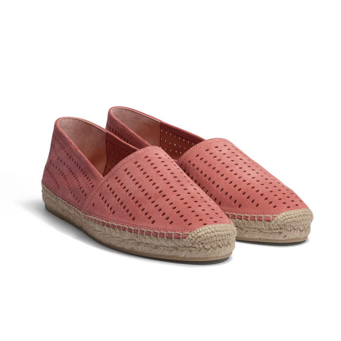 J.m. Weston Espadrille Wait And Sea Homme En Cuir Veau Velours Perforé Bois De Rose